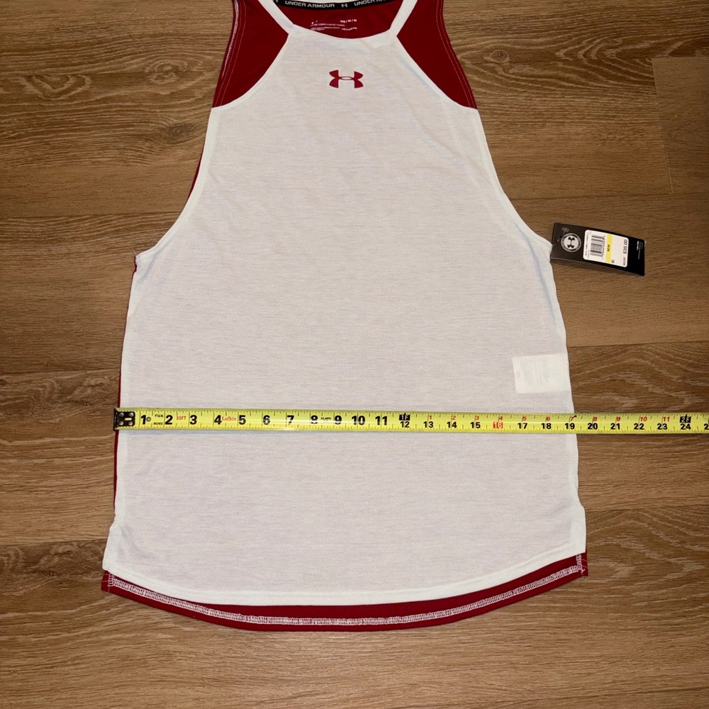 Under Armour Tank Top Mens Medium Red White HeatGear Athletic Gym Shirt NWT - Picture 7 of 11